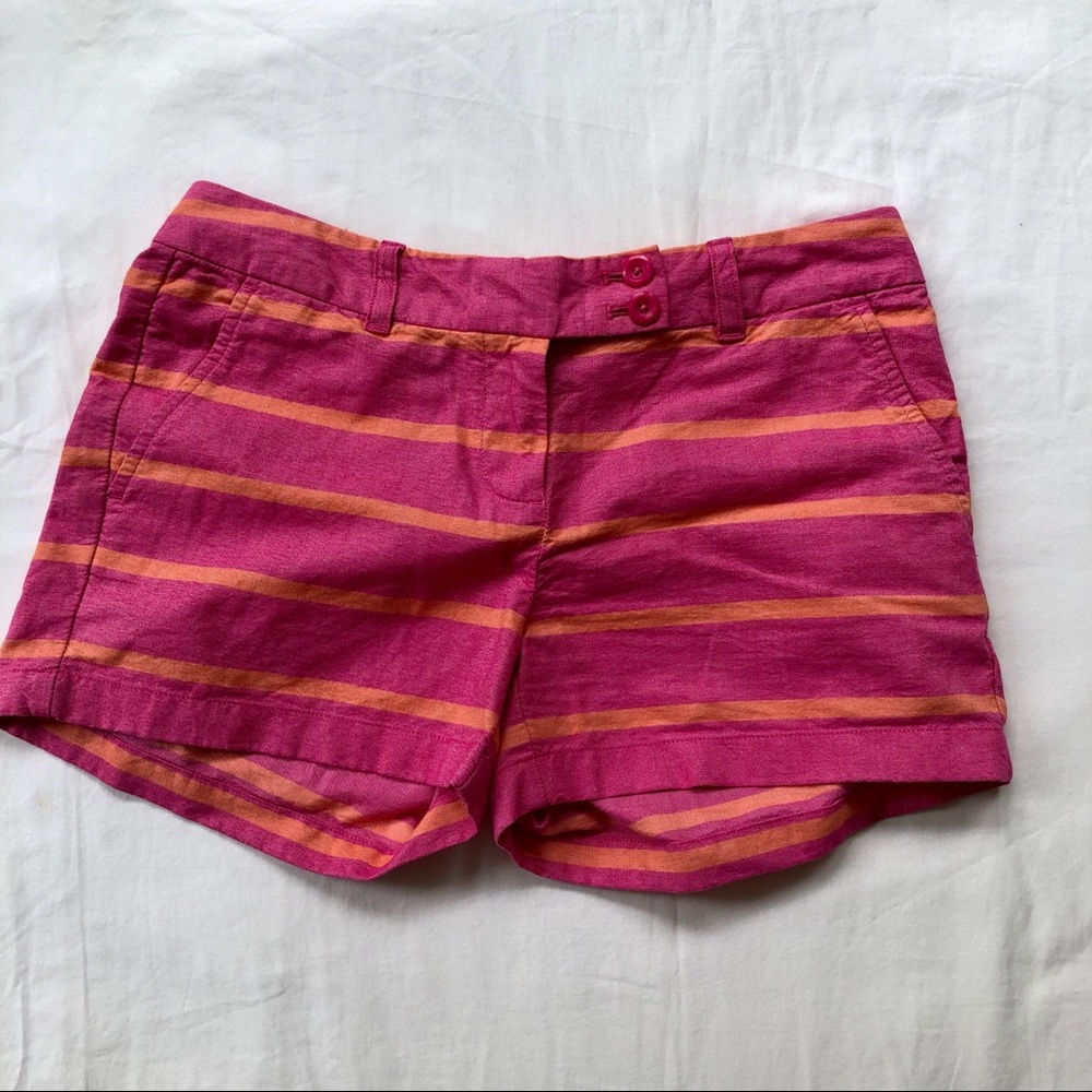 Vineyard Vines pink striped shorts.